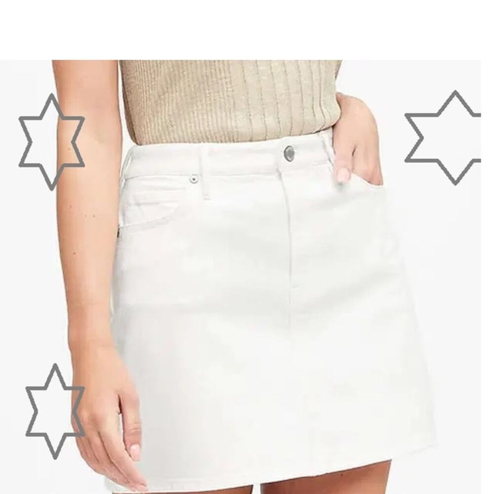 NWT Chico's XL/3 Denim Short Skirt - White, 5 Pocket Jean